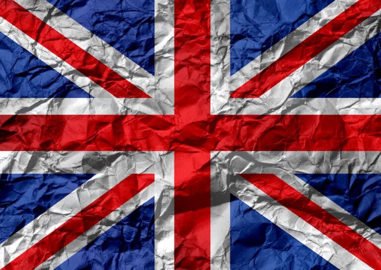 A picture of a crumpled UK flag